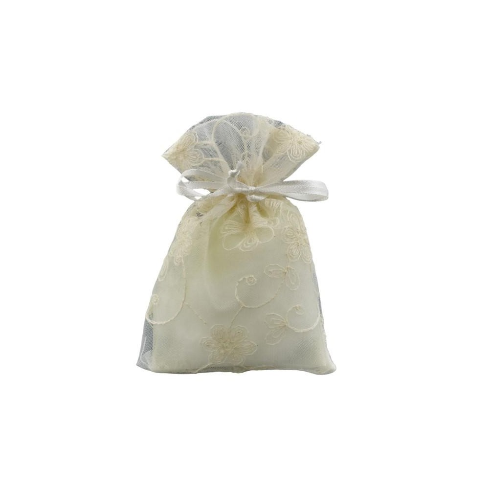 SACCHETTO RICAMATO PANNA 10X14